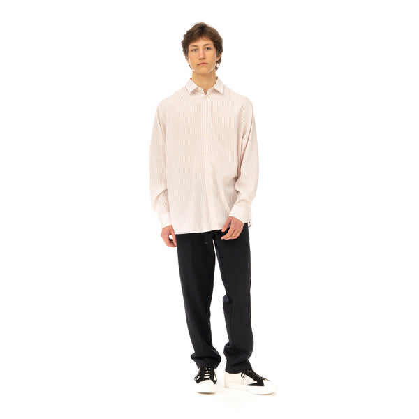 Soulland | Damon Shirt White / Red Stripes - Concrete