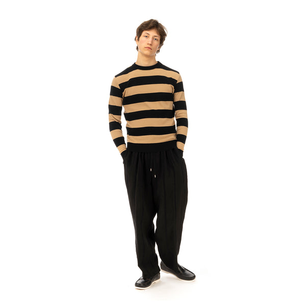Haversack | Striped Sweater 832020-05 Beige / Black - Concrete
