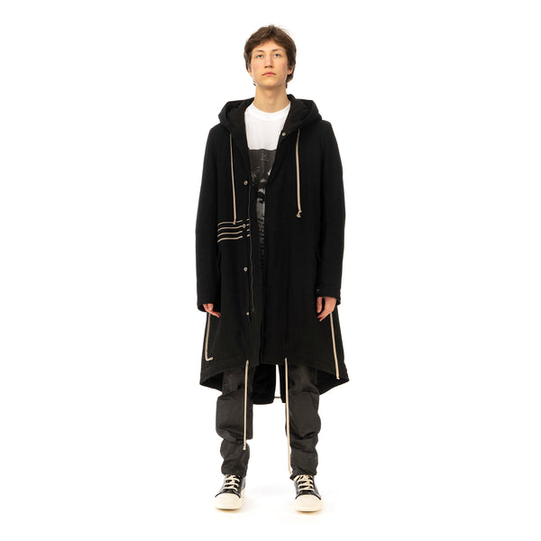 DRKSHDW by Rick Owens | Padded Fishtail Parka in Black Denim - Concrete