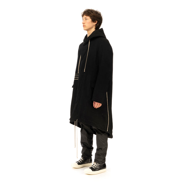 DRKSHDW by Rick Owens | Padded Fishtail Parka in Black Denim - Concrete