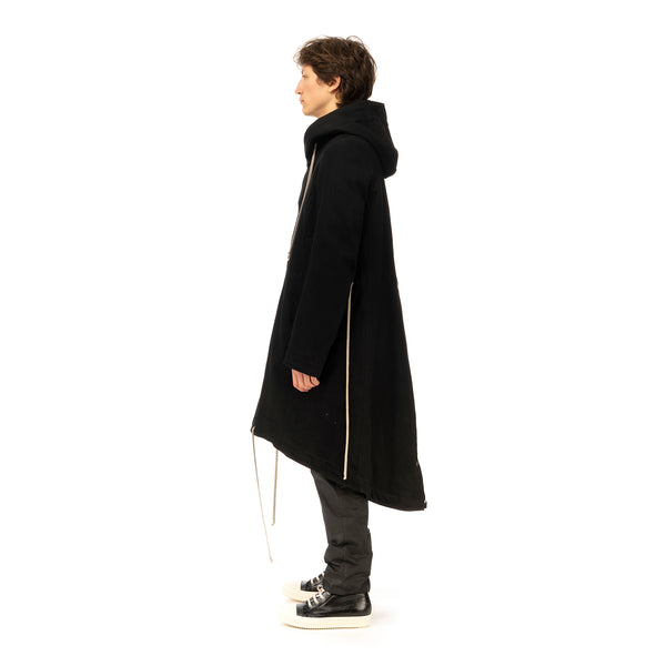 DRKSHDW by Rick Owens | Padded Fishtail Parka in Black Denim - Concrete