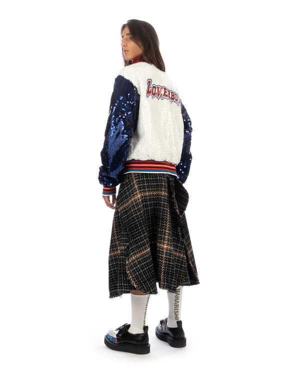 Charles Jeffrey LOVERBOY | Cello Skirt Blurry Tweed - Concrete