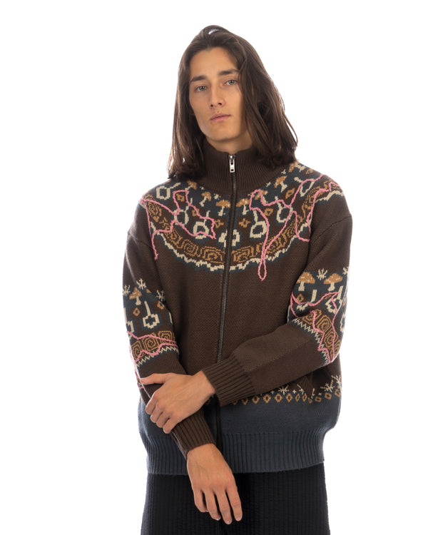 Perks and Mini (P.A.M.) | Mirage Fair Isle Zip Knit Java - Concrete