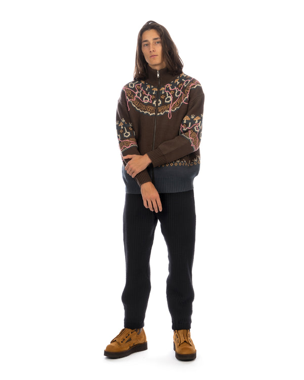 Perks and Mini (P.A.M.) | Mirage Fair Isle Zip Knit Java - Concrete