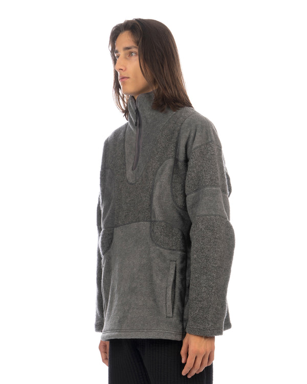 White Mountaineering | Patchwork Fleece Zip Pullover Gray - Concrete
