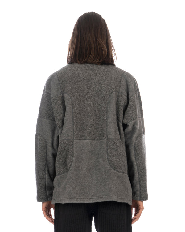 White Mountaineering | Patchwork Fleece Zip Pullover Gray - Concrete
