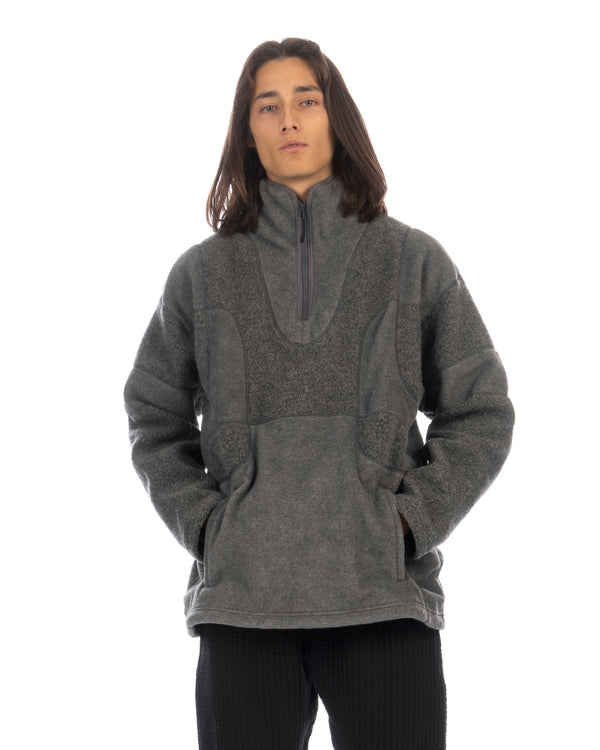 White Mountaineering | Patchwork Fleece Zip Pullover Gray - Concrete