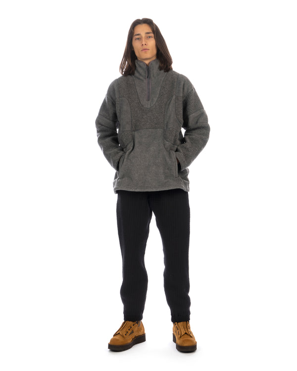 White Mountaineering | Patchwork Fleece Zip Pullover Gray - Concrete