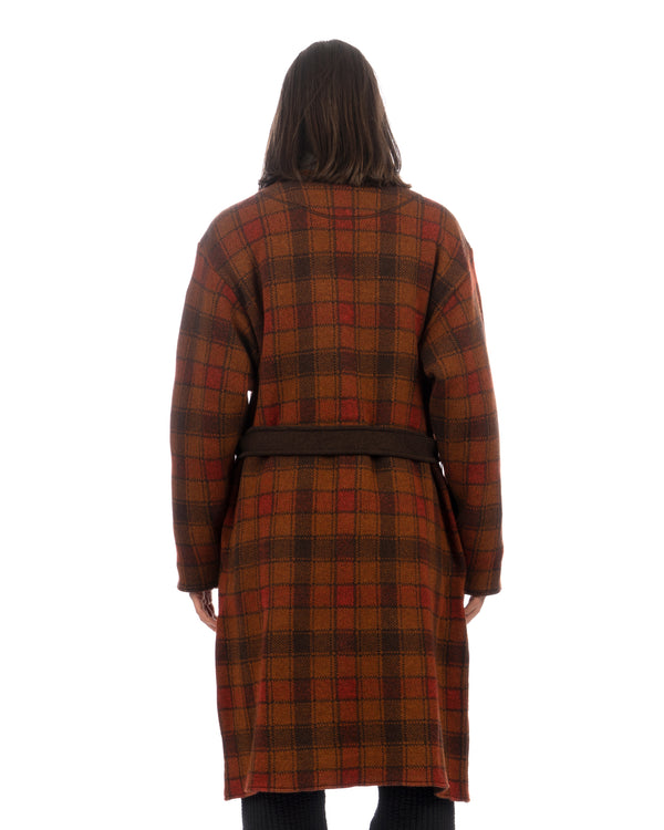 White Mountaineering | Check Knit Gown Brown - Concrete
