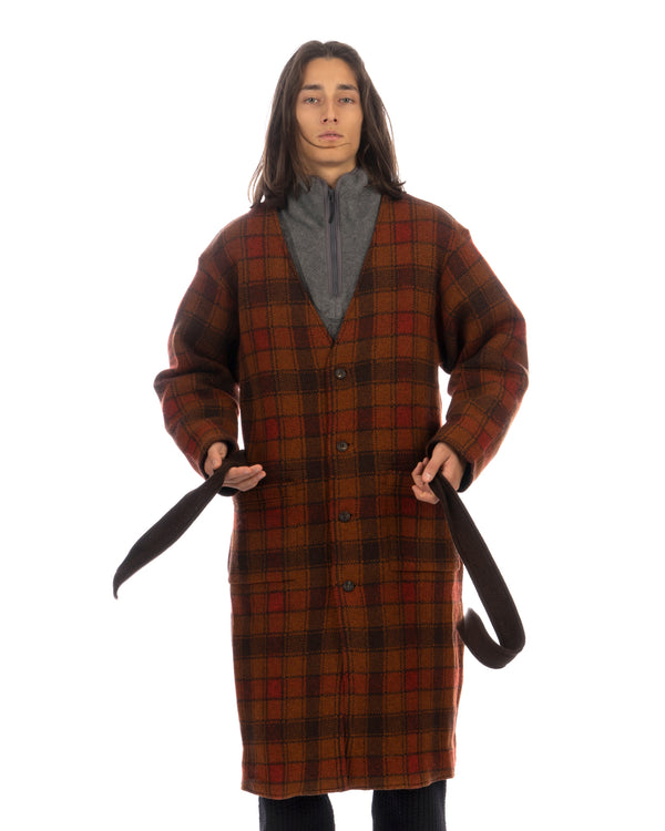 White Mountaineering | Check Knit Gown Brown - Concrete