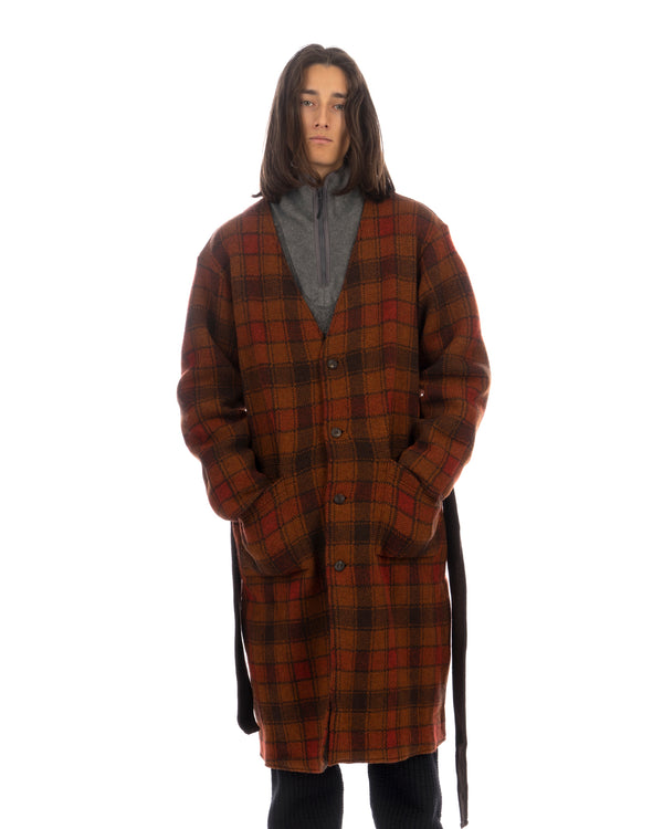 White Mountaineering | Check Knit Gown Brown - Concrete