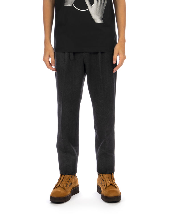 White Mountaineering | Tweed Wide Tapered Belted Pants Charcoal - Concrete