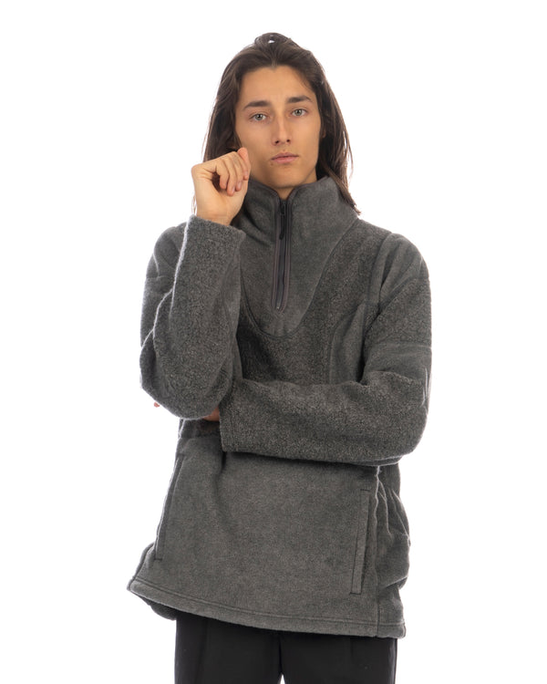 White Mountaineering | Patchwork Fleece Zip Pullover Gray - Concrete