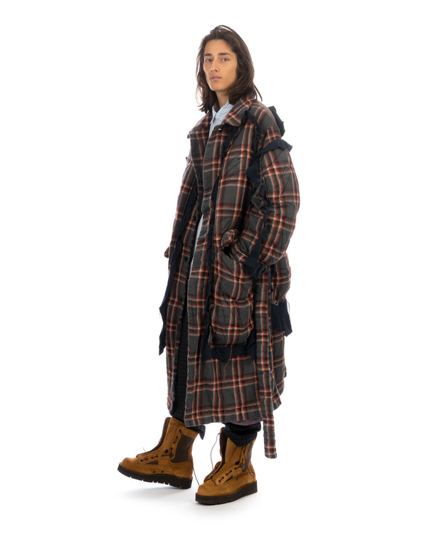 FACETASM | U Shrunken Padded Coat Charcoal - Concrete