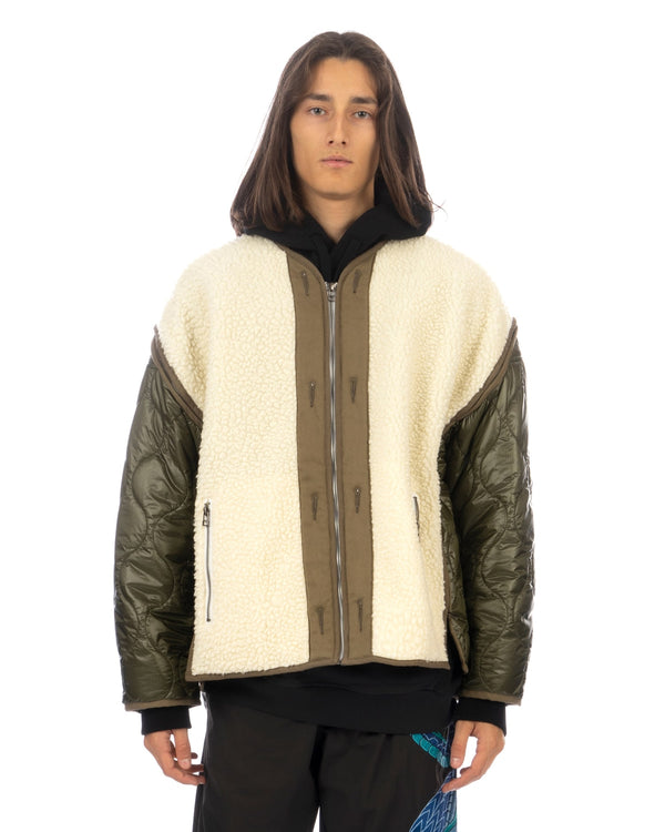 FACETASM | Zipper Sherpa Quilted Liner Jacket Ecru / Khaki - Concrete