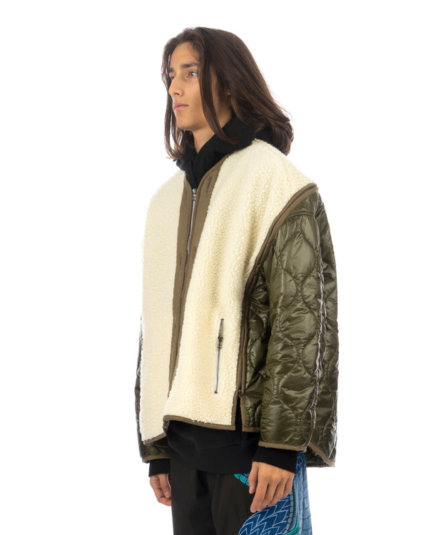FACETASM | Zipper Sherpa Quilted Liner Jacket Ecru / Khaki - Concrete