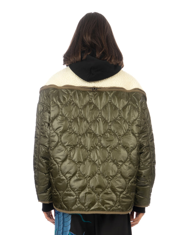 FACETASM | Zipper Sherpa Quilted Liner Jacket Ecru / Khaki - Concrete
