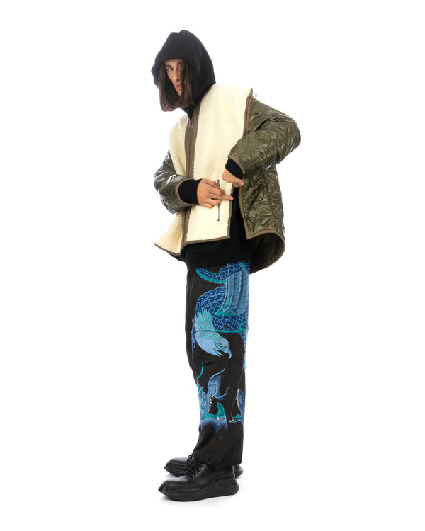 FACETASM | Zipper Sherpa Quilted Liner Jacket Ecru / Khaki - Concrete