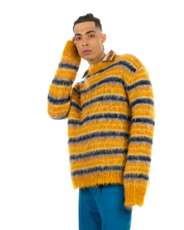 Marni | Iconic Groovy Striped Sweater Sunflower - Concrete