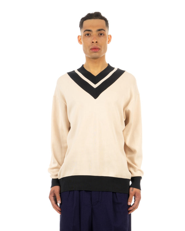 Haversack | 18G Smooth Tilden Sweater Off Beige - Concrete