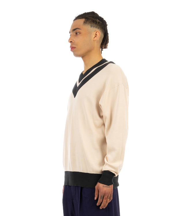 Haversack | 18G Smooth Tilden Sweater Off Beige - Concrete