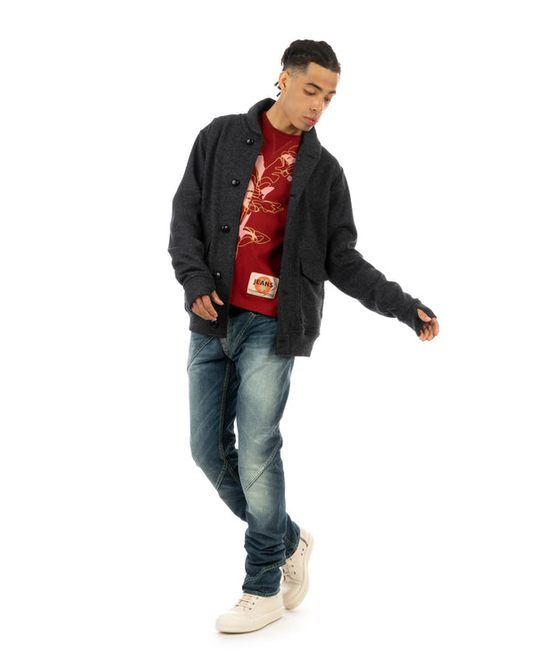 maharishi | 3533 Flight Shawl Wool Knit Jacket Charcoal - Concrete