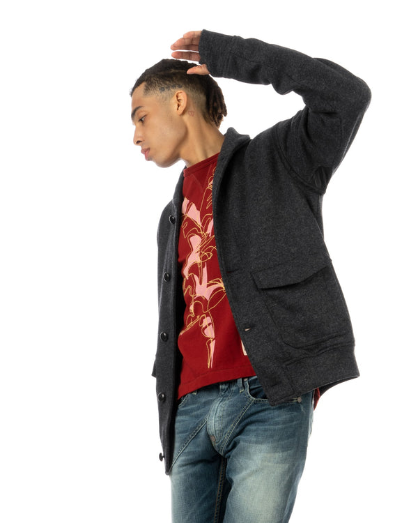 maharishi | 3533 Flight Shawl Wool Knit Jacket Charcoal - Concrete