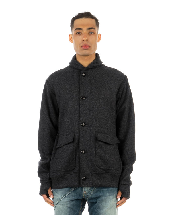 maharishi | 3533 Flight Shawl Wool Knit Jacket Charcoal - Concrete