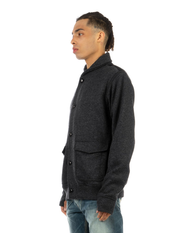 maharishi | 3533 Flight Shawl Wool Knit Jacket Charcoal - Concrete