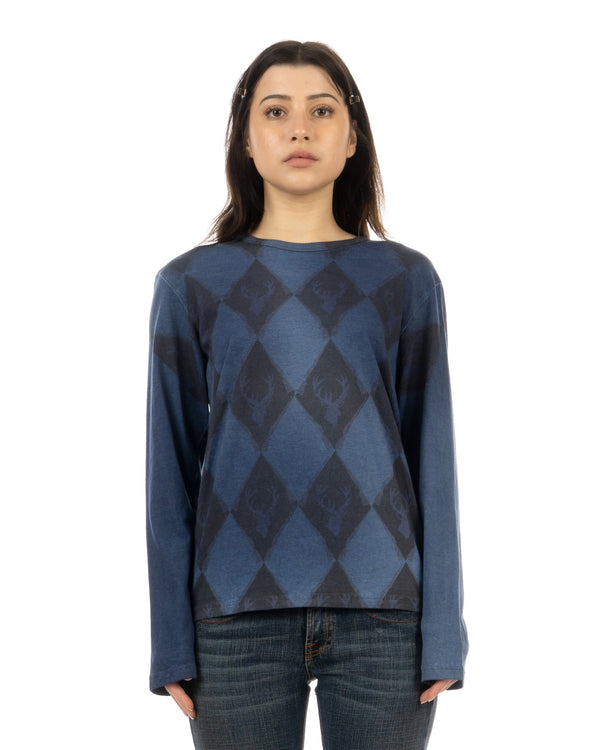 Michiko Koshino Jeans | Deer-pile Longsleeve Blue - Concrete