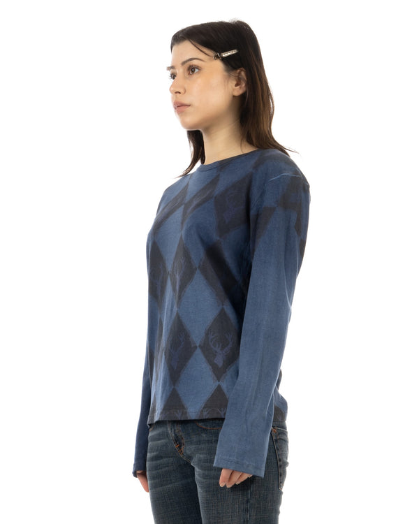 Michiko Koshino Jeans | Deer-pile Longsleeve Blue - Concrete