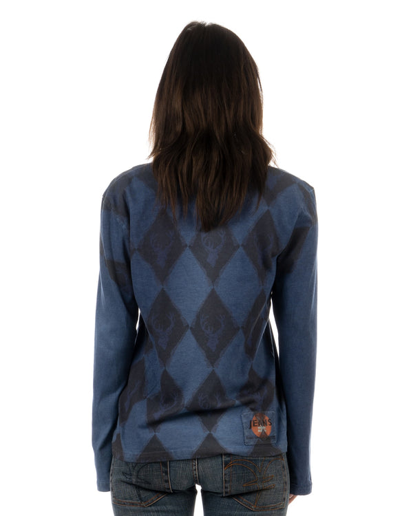 Michiko Koshino Jeans | Deer-pile Longsleeve Blue - Concrete