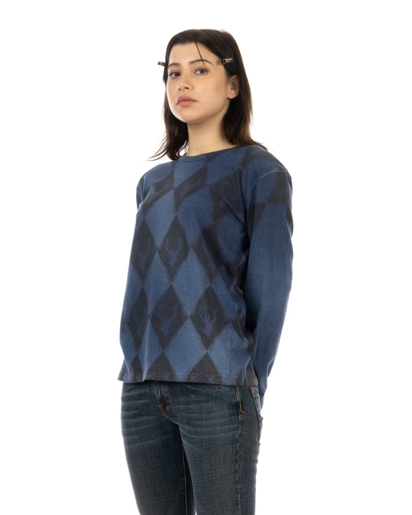 Michiko Koshino Jeans | Deer-pile Longsleeve Blue - Concrete