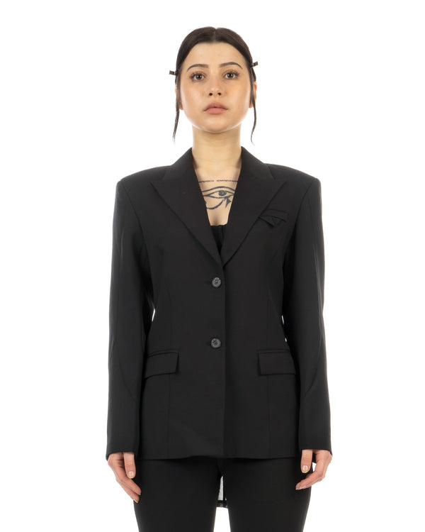 C2H4 | W Layering Hollowed-Out Archtailored Jacket Black - Concrete