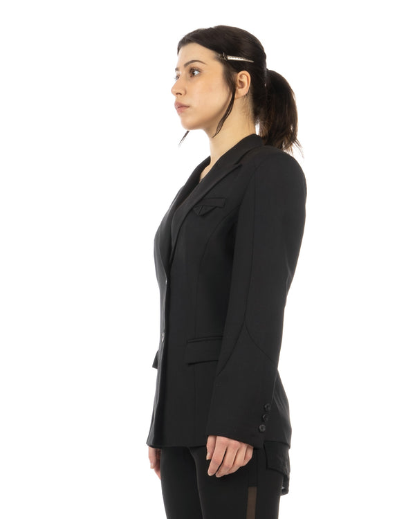 C2H4 | W Layering Hollowed-Out Archtailored Jacket Black - Concrete
