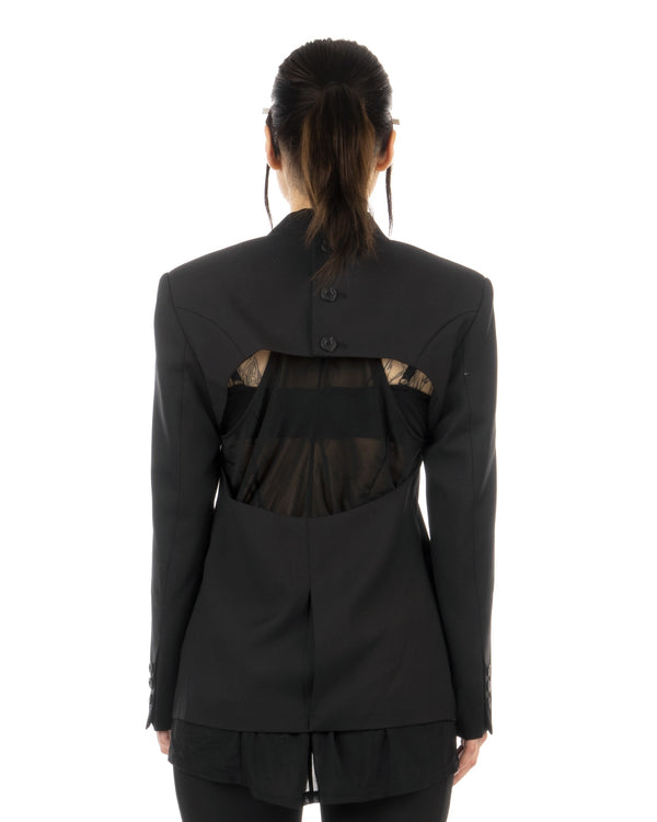C2H4 | W Layering Hollowed-Out Archtailored Jacket Black - Concrete