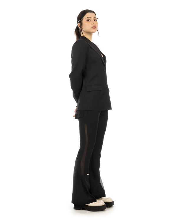 C2H4 | W Streamline Arc Panelled Haze Trousers Solemn Black - Concrete