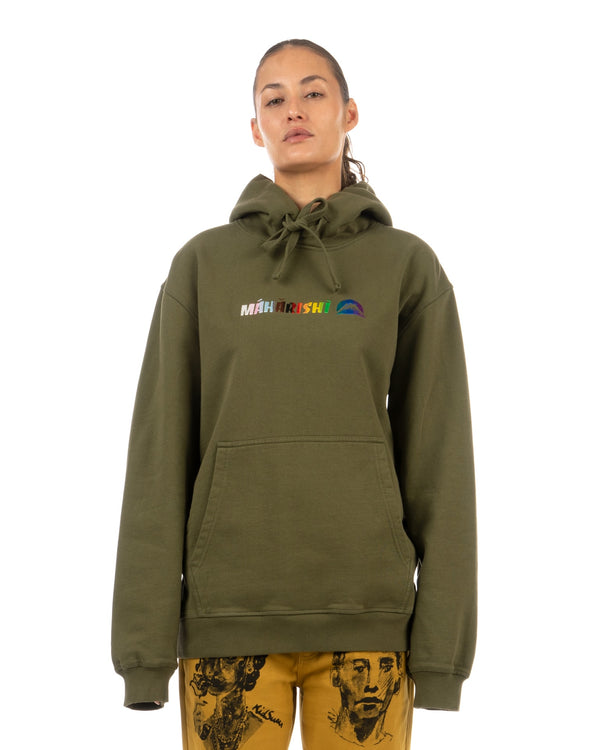 maharishi | Proud Rainbow Embroidery Hooded Sweat Olive - Concrete