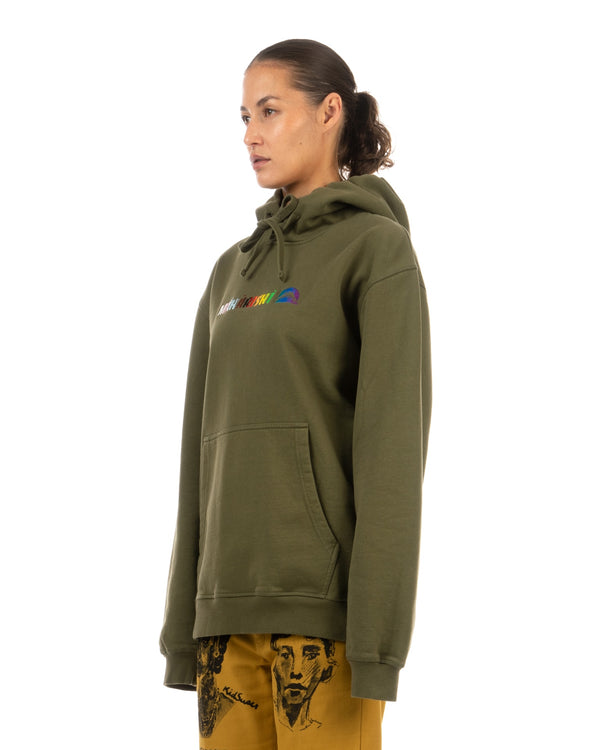 maharishi | Proud Rainbow Embroidery Hooded Sweat Olive - Concrete