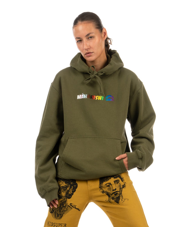 maharishi | Proud Rainbow Embroidery Hooded Sweat Olive - Concrete