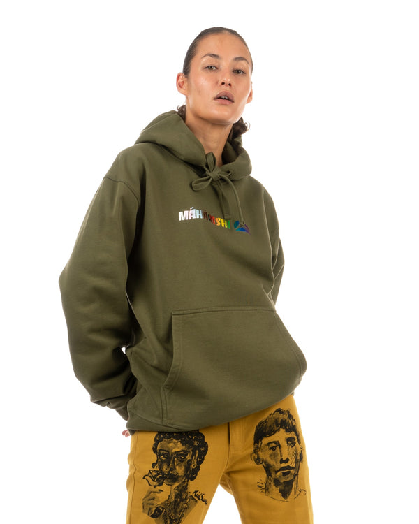 maharishi | Proud Rainbow Embroidery Hooded Sweat Olive - Concrete