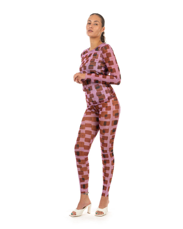 Henrik Vibskov | Mesh Leggings Pink Cubes - Concrete