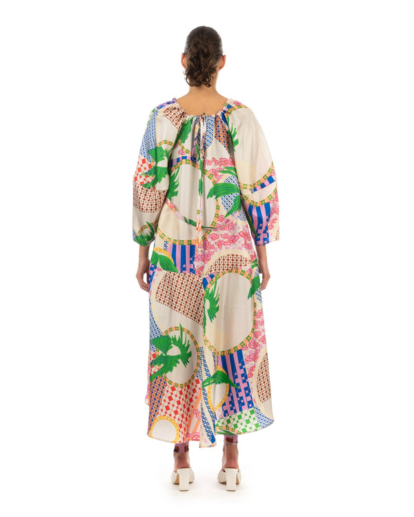 Henrik Vibskov | Loop Silk Dress Birds Light - Concrete