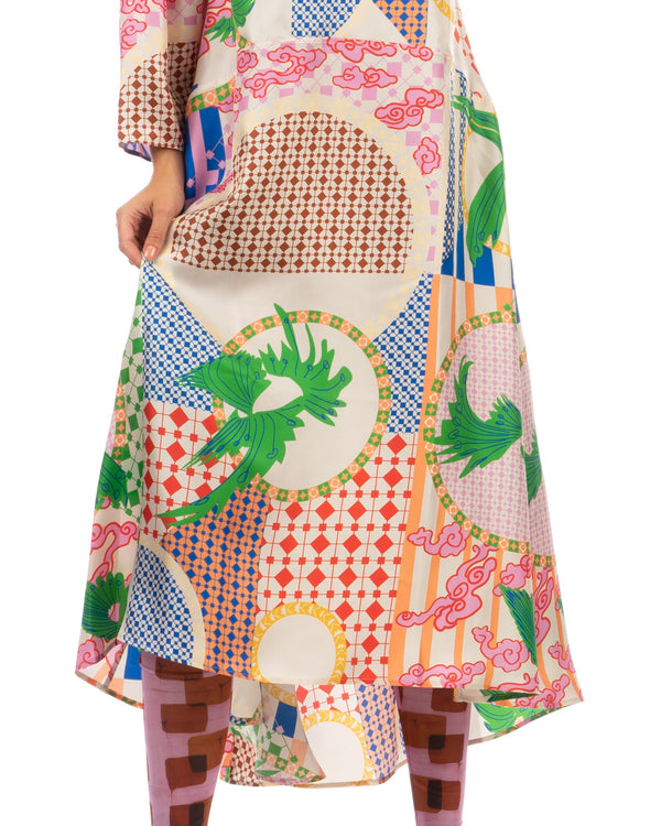 Henrik Vibskov | Loop Silk Dress Birds Light - Concrete