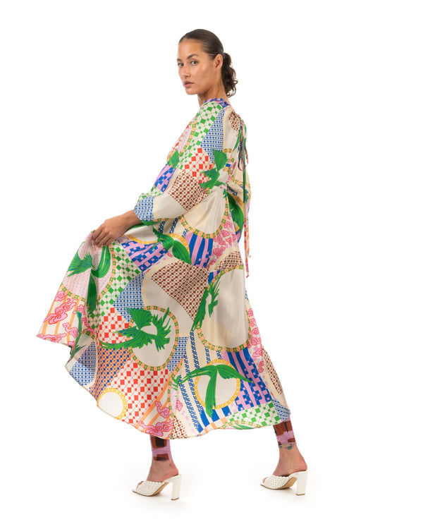 Henrik Vibskov | Loop Silk Dress Birds Light - Concrete