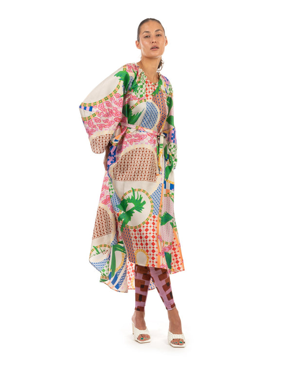 Henrik Vibskov | Loop Silk Dress Birds Light - Concrete