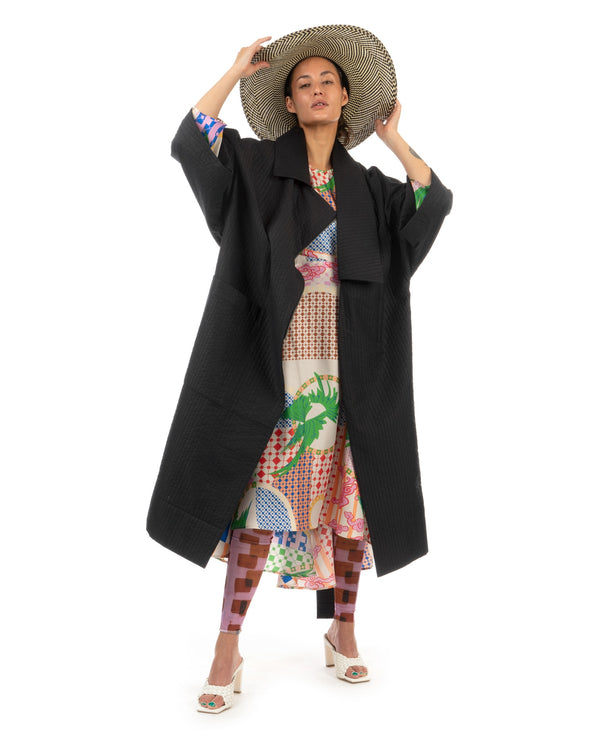 Henrik Vibskov | Loop Silk Dress Birds Light - Concrete