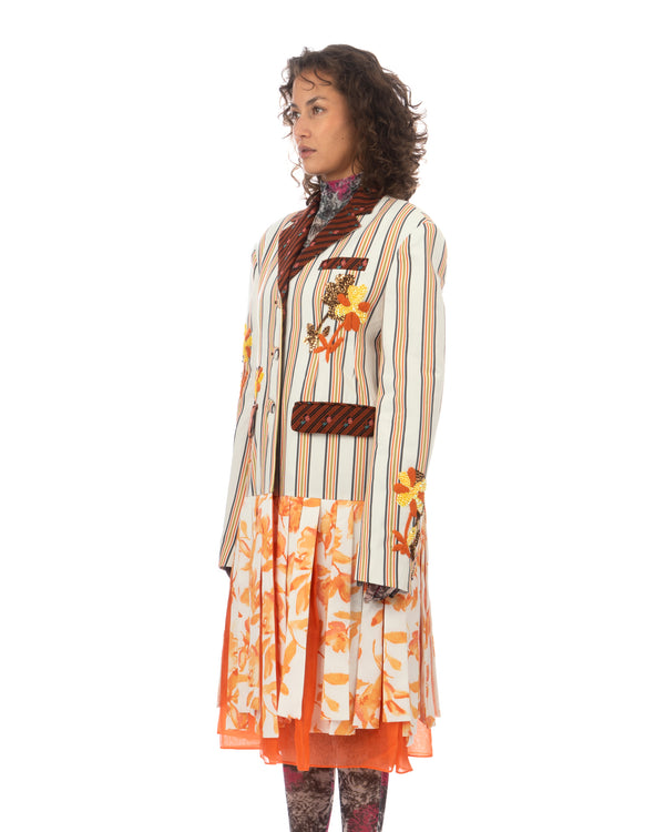 SHUTING QIU | Tassel Jacket Brown Stripe / Floral - Concrete
