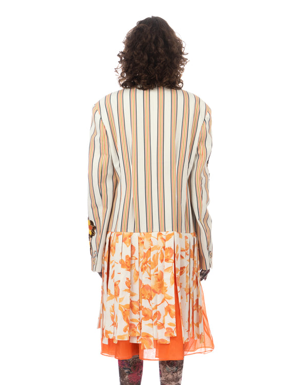 SHUTING QIU | Tassel Jacket Brown Stripe / Floral - Concrete