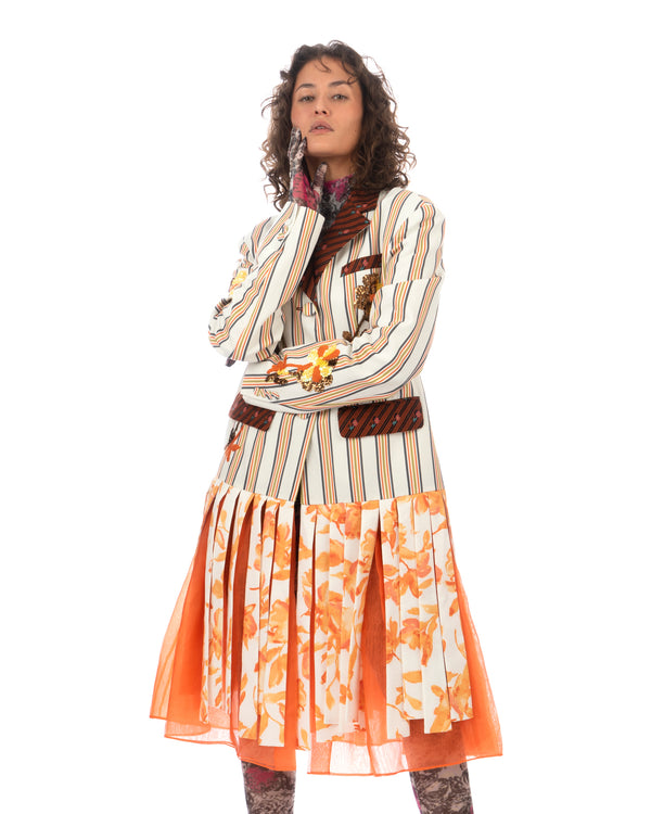 SHUTING QIU | Tassel Jacket Brown Stripe / Floral - Concrete
